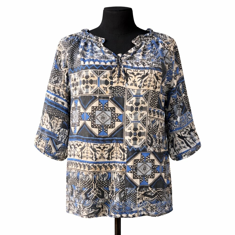 Anthropologie Greylin Aztec Geometric Blouse M NWOT Boho Tribal Ethnic Pattern